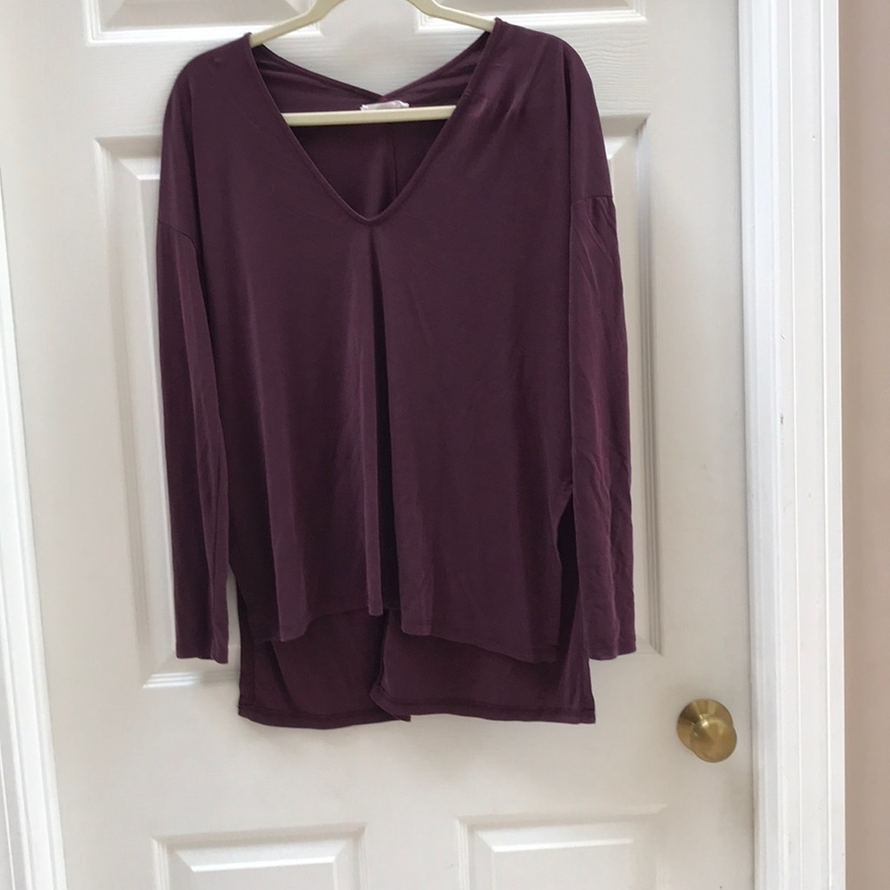 Deep V high low Long sleeve tee shirt